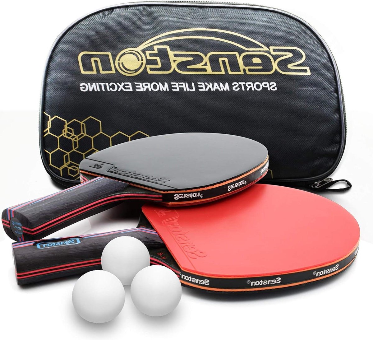 Tafeltennisbatje set van 2 spelers - Inclusief tafeltennisballen en draagtas - Ideaal voor professionele en vrijetijdsspellen
