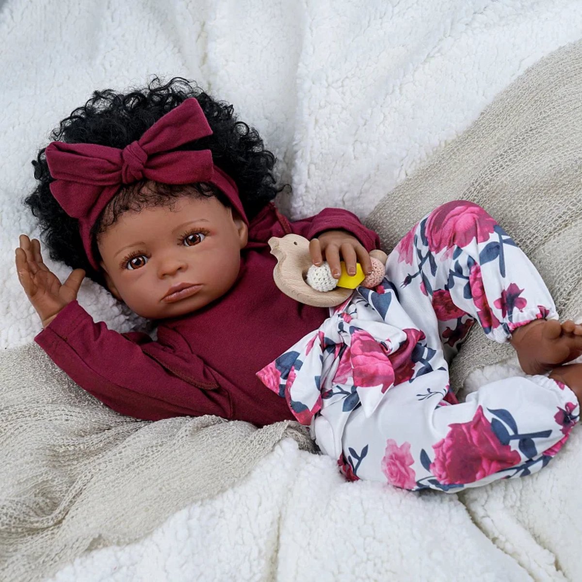 Babeside Reborn Baby Pop 'Lea' - 50 cm - Soft Vinyl - Bruine ogen - Met outfit en accessoires - In geschenkdoos — afbeelding 5