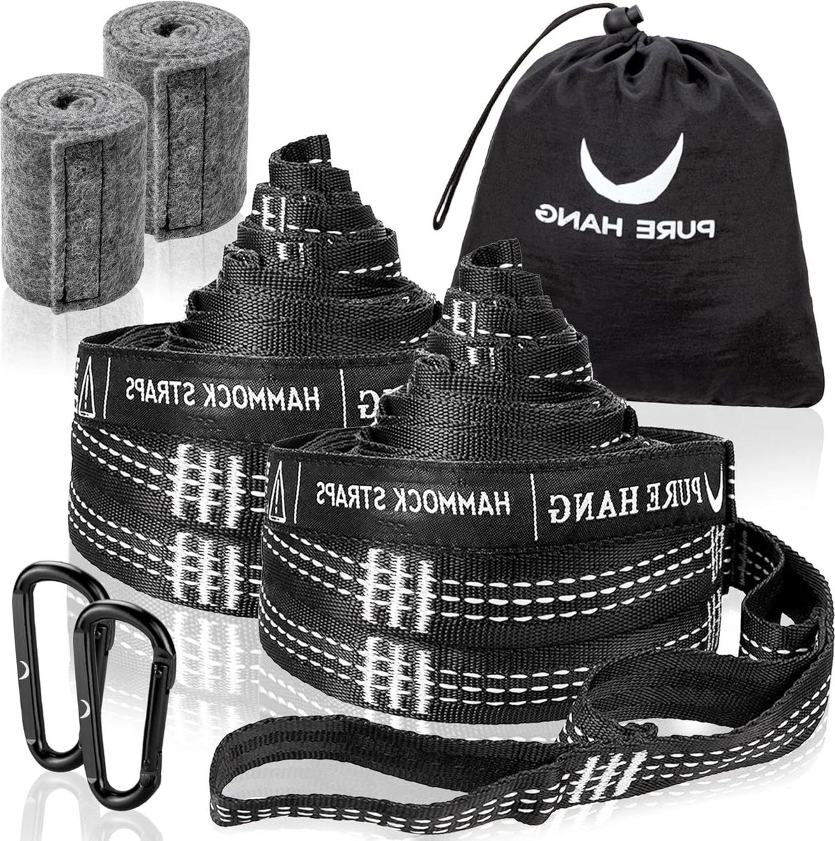 Hangmatbevestiging voor hangmat boom - ophangset outdoor camping reizen - complete set - wit