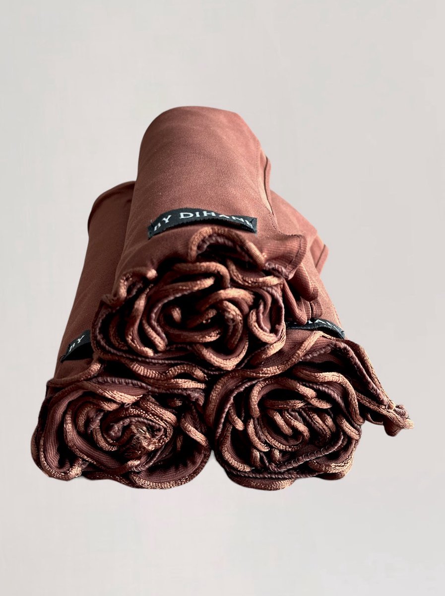 By Dihane - Hoofddoek - Premium Jersey Line Hoofddoek - Hijab - Moslima - Premium Line - Jersey - Line - Premium Jersey Line Sjaal - Sjaal- 70x180 cm - Kleur Walnut