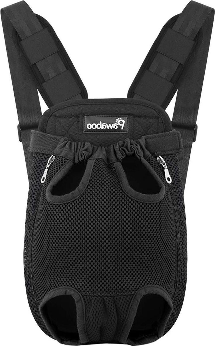 Verstelbare Hondenrugzak - Voorzak Pet Front Carrier Backpack - Poten Buiten - Reizen Wandelen Kamperen - Maat L Zwart