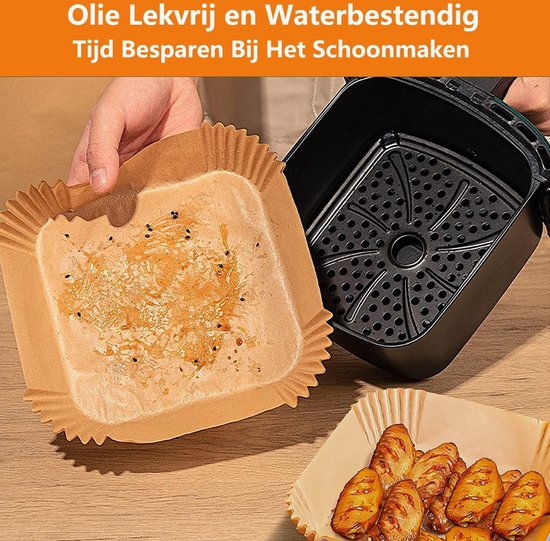 Bakpapier Airfryer, 100 Stuks, Vierkant Bakpapier voor Heteluchtfriteuse, Waterdicht en Oliebestendig, Anti aanbak wegwerp luchtfriteuse, Perkamentpapier voor Heteluchtfriteuse Bakpapier Airfryer, 100 Stuks, Vierkant Bakpapier voor Heteluchtfriteuse, Waterdicht en Oliebestendig, Anti aanbak wegwerp luchtfriteuse, Perkamentpapier voor Heteluchtfriteuse