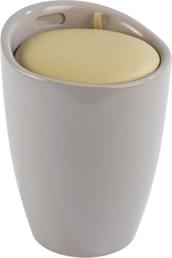 Tabouret DANIEL pouf rond coffre de rangement panier à linge siège avec assise rembourrée noir, structure en plastique blanc - Maison Tabouret DANIEL pouf rond coffre de rangement panier à linge siège avec assise rembourrée noir, structure en plastique blanc - Maison