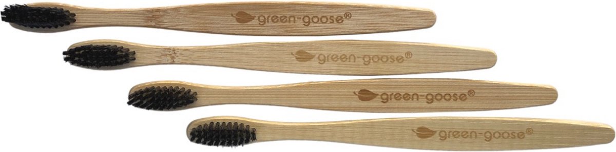 Goedkoopste Bamboe tandenborstel set - 4 tandenborstels per set - zachte haren - houtskool - volledig biologisch afbreekbaar - milieuvriendelijk - 100 BPA vrij