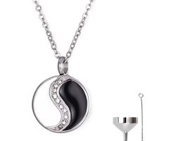 Luxe Ashanger - met Ketting (55 cm) - Voor As, Haren of Parfum - Assieraad - As Ketting - Gedenksieraad - Urn - As hanger - Incl. As vuller en Opbergzakje - Yin Yang