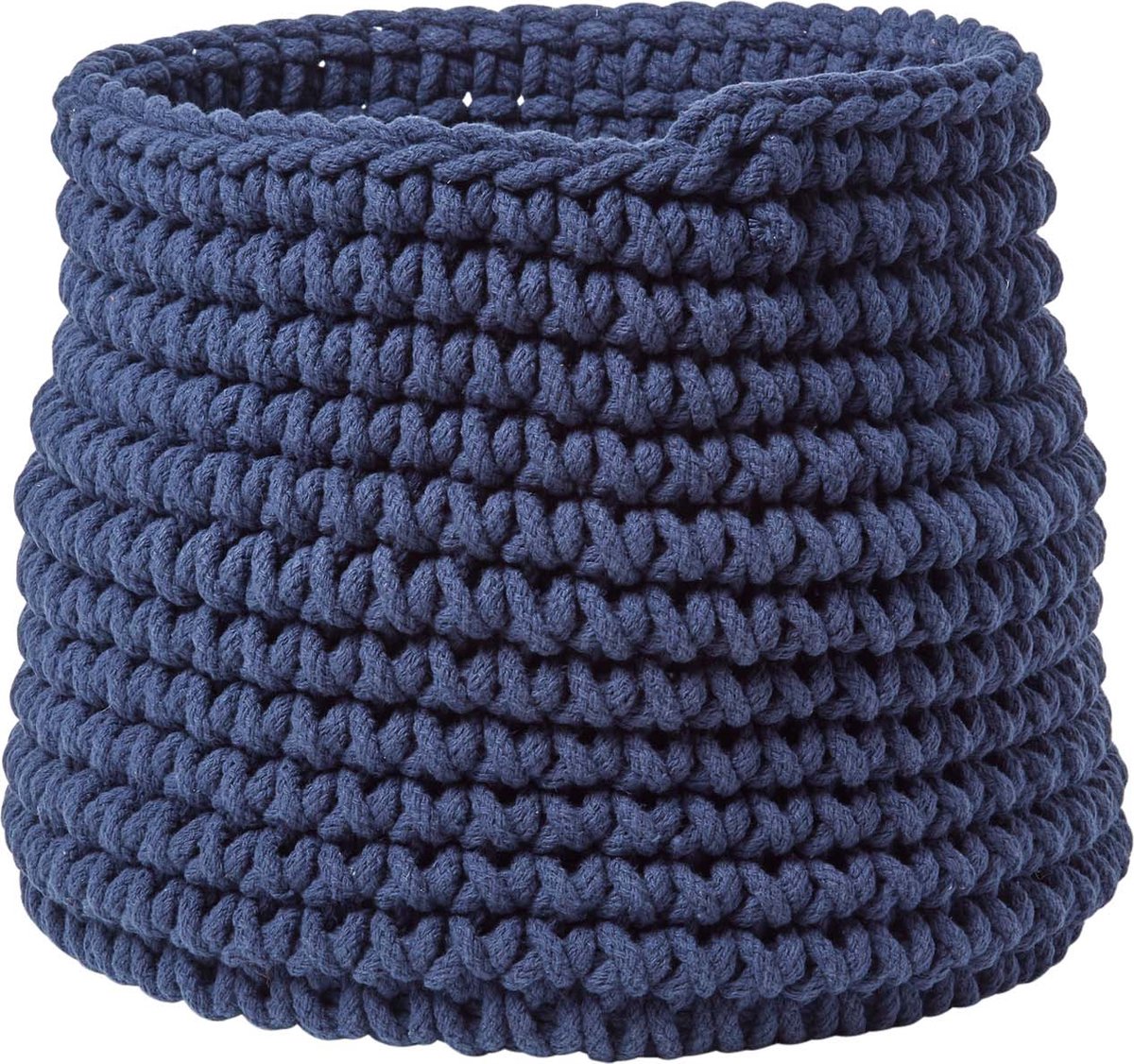 Homescapes Gebreide Opbergmand, 100% Katoen Marineblauw - 42 x 37 cm