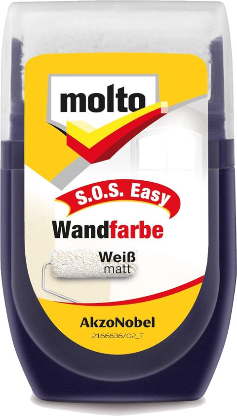Molto SOS Easy Muurverf - Wit - 30ml - Snelle Herstelverf voor Kleine Beschadigingen