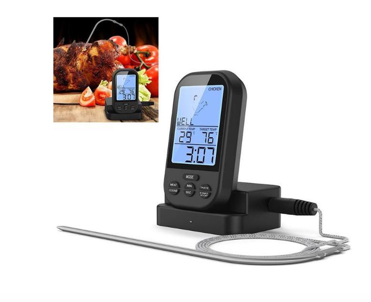 Luxe digitale draadloze vlees / vis thermometer Oven / kern / BBQ