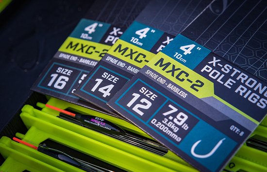 Matrix Onderlijn MXC-2 X-Strong Pole Rigs 10cm Spade End-Barbless (8 pcs) - Maat : Haak 16 - 0.165mm van Matrix — afbeelding 2