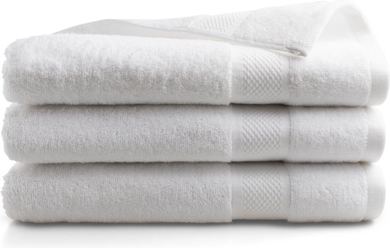 DoubleDry Hotel Badhanddoeken 70 x 140 cm – Set van 3 – 100% Katoen 500 g/m2 – Zacht & Absorberend - Wit