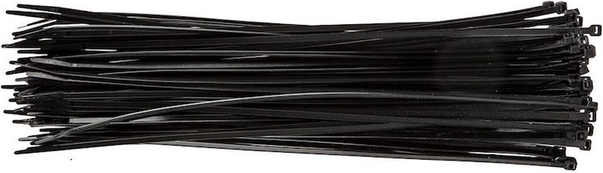 Extreme Kabelbinders, Tie-wraps, Tyraps, 2,5 x 200 mm ZWART, 100 stuks Trekkracht 18 kg
