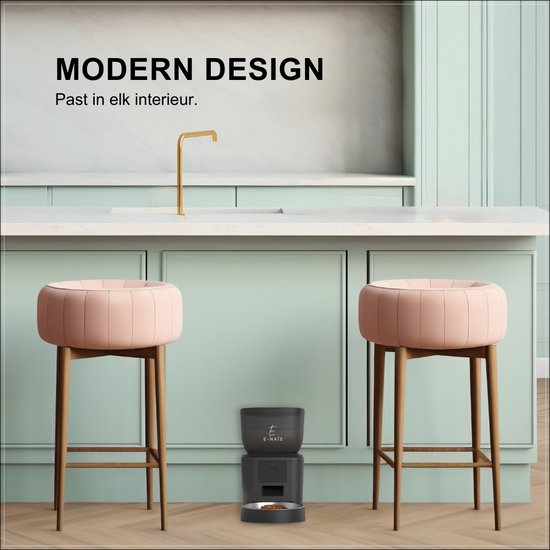 E-Naïs® Automatische voerbak - Automatische voerbak kat - Gebruiksvriendelijk/ Voerautomaat kat – Voedingsschema/Besturing via app – Voederautomaat - WiFi 2.4ghz - 4 Liter – Voerdispenser - Spraakopname - Kat en Hond