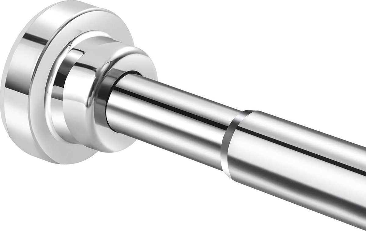 Uitschuifbare gordijnroede roestbestendig - zilver - 72-120 cm - geen boren - badkamer dou