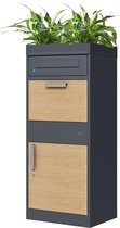 Bol.com AXI Levi Pakketbrievenbus van Metaal Antraciet/Houtlook met plantenbak – Parcel Box voor meerdere pakketjes – Inclusief ... aanbieding