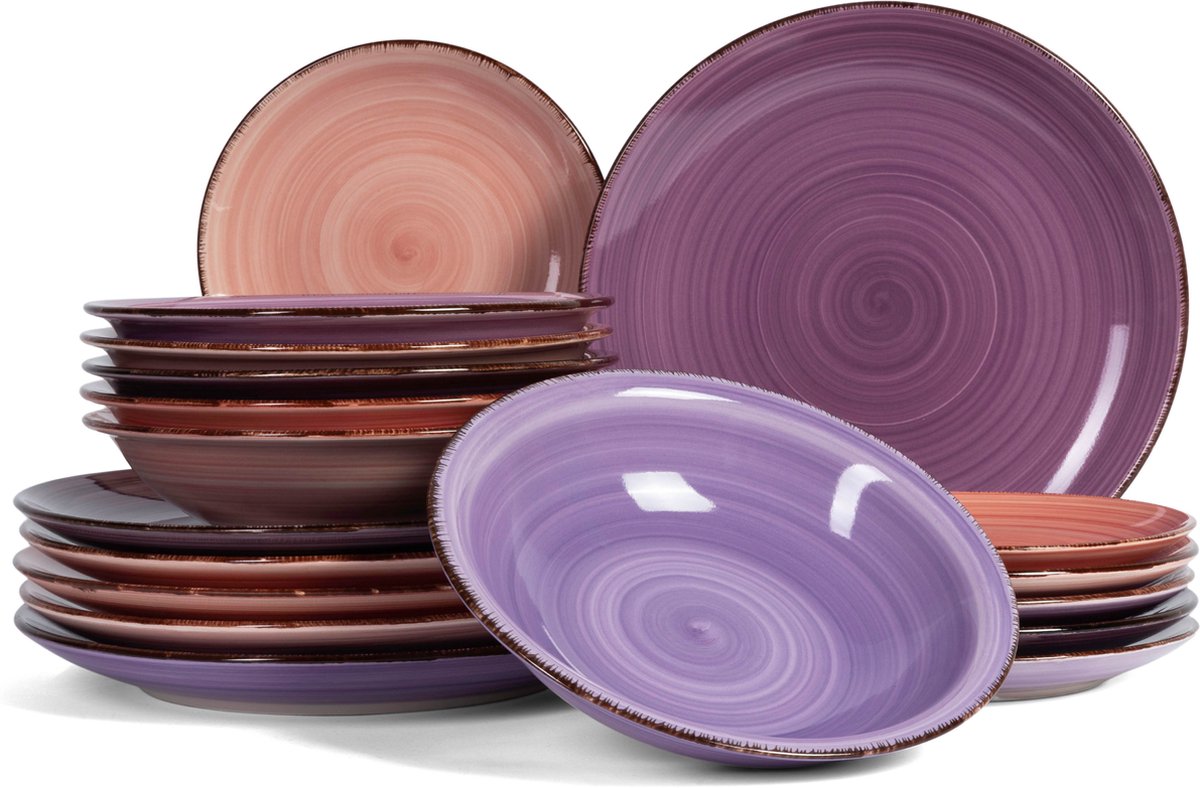 Studio Tavola Serviesset Mykonos 18-delig / 6 personen - 6 ontbijt/dessertborden, 6 diepe borden en 6 dinerborden