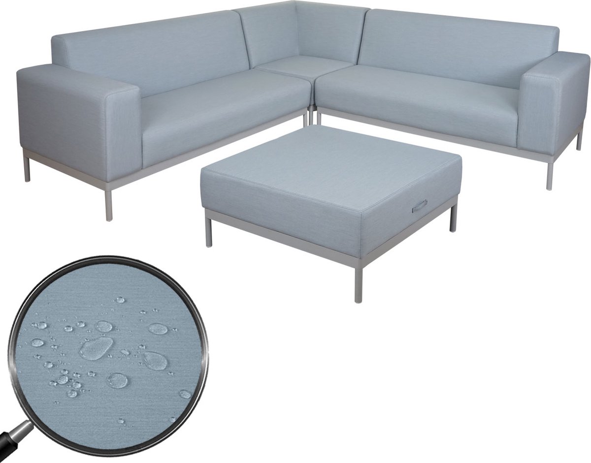 MCW Hoekbank -C47 sofa lounge bank stof textiel binnenshuis waterafstotend 245cm ~ blauw zonder plank