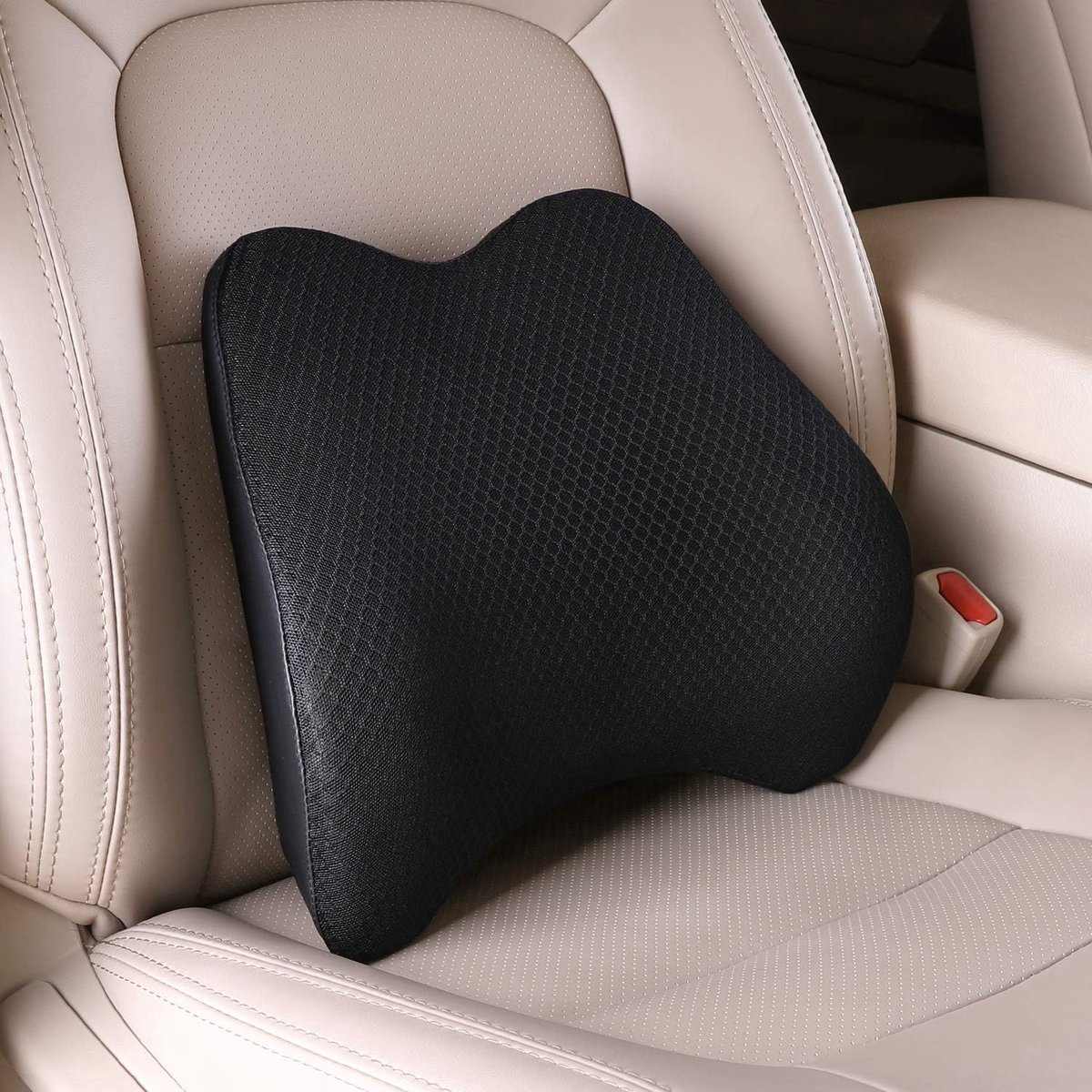 Goedkoopste Lendensteun Traagschuim Steunkussen - Ergonomisch Design - Verlicht Rugpijn - Geschikt voor Auto en Thuis - Zwart