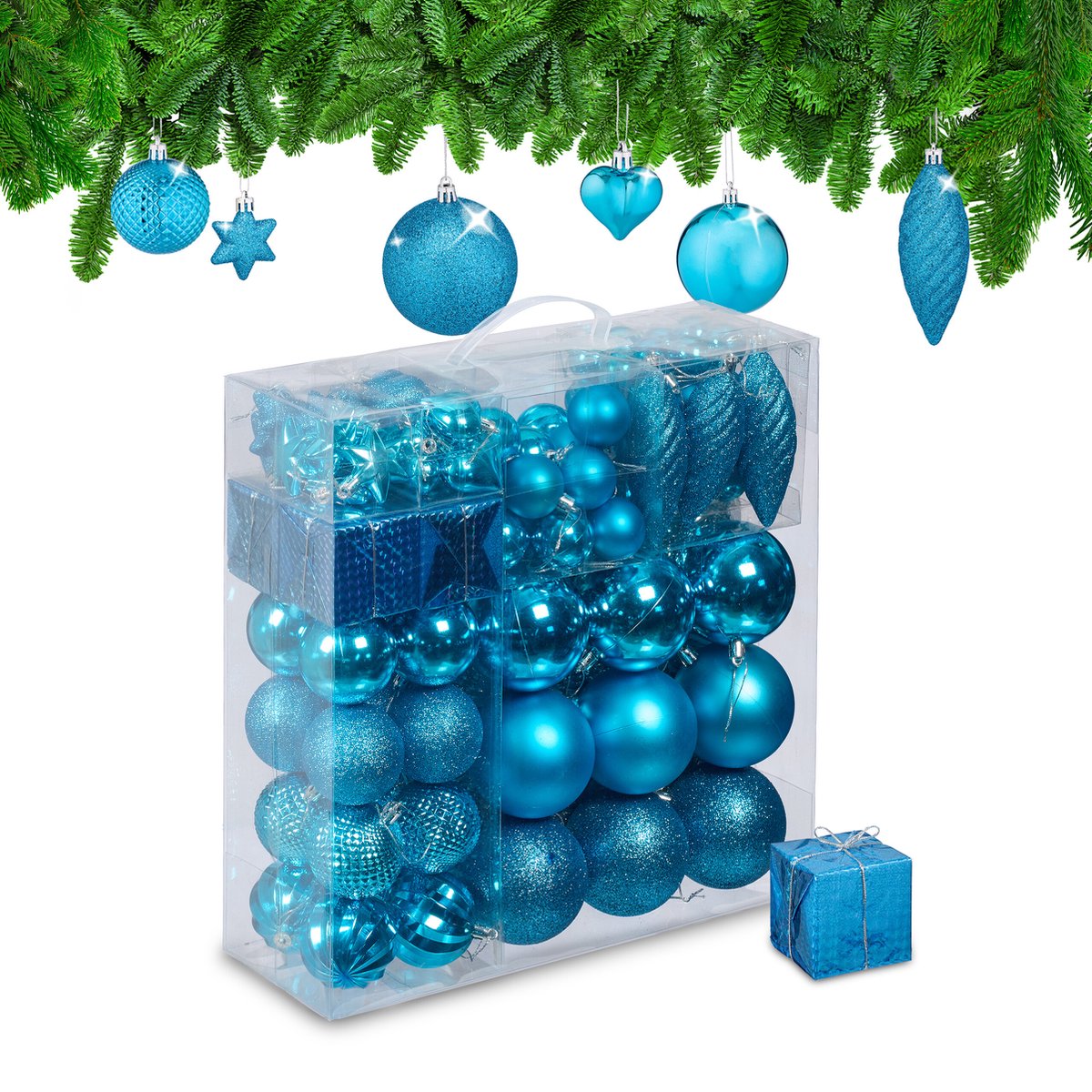 12 stuks kerstbal ornamenten stroomden onbreekbare plastic kerstballen 2,36 inch vakantie boom decoraties - donkerblauw multi