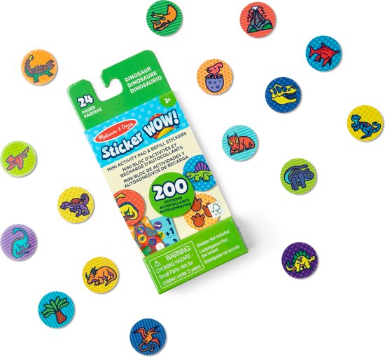 Melissa & Doug Sticker WOW! Mini Activity Pad en 200+ navulstickers – Dinosaurusstickers