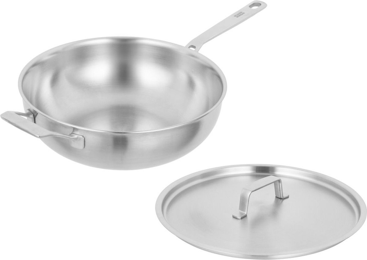 Kuhn Rikon Culinary fiveply RVS wok 28 cm Met RVS Deksel