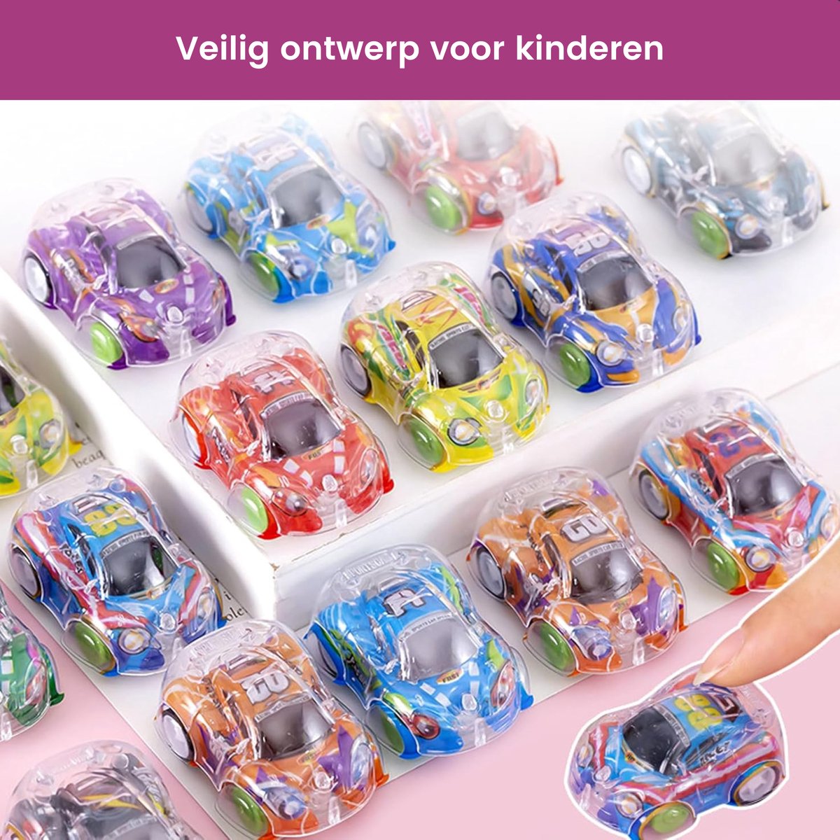 Partizzle 50x Speelgoed Autos - Pull Back Autotjes - Zelfrijdend Auto - Speelgoedauto Uitdeelcadeautjes - Grabbelton Traktatie Cadeautjes voor Kinderen & Peuters - Jongens - 5 cm — afbeelding 2
