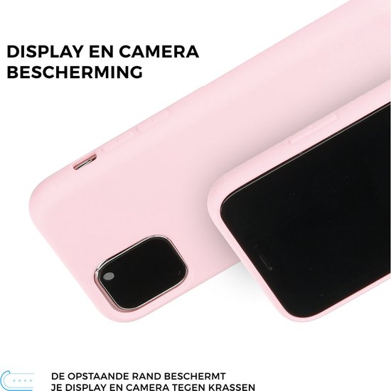 Mobiparts Coque en silicone pour Apple iPhone 11 Pro avec 1 film protecteur d'écran en Glas trempé - Rose