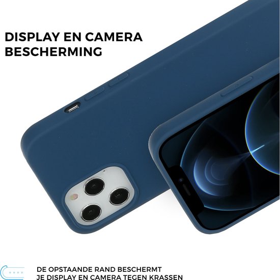 Mobiparts Coque en silicone pour Apple iPhone 12 Pro avec 1 film protecteur d'écran en Glas trempé - Blauw