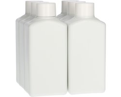 6 x Plastic Fles 250 ml Schroefdop wit - Rechthoekig - Gerecycled HDPE Kunststof- Gerecycled HDPE Kunststof - Onbreekbaar - ca. 70% minder Co2 uitstoot door gerecycled materiaal - 6 stuks
