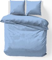 iSleep Housse de couette Rayure Satin - Simple - 140x200/220 cm - Blauw