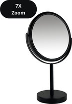 Bol.com Metalen make-up spiegel mat zwart- 7x vergroting 18cmØ aanbieding