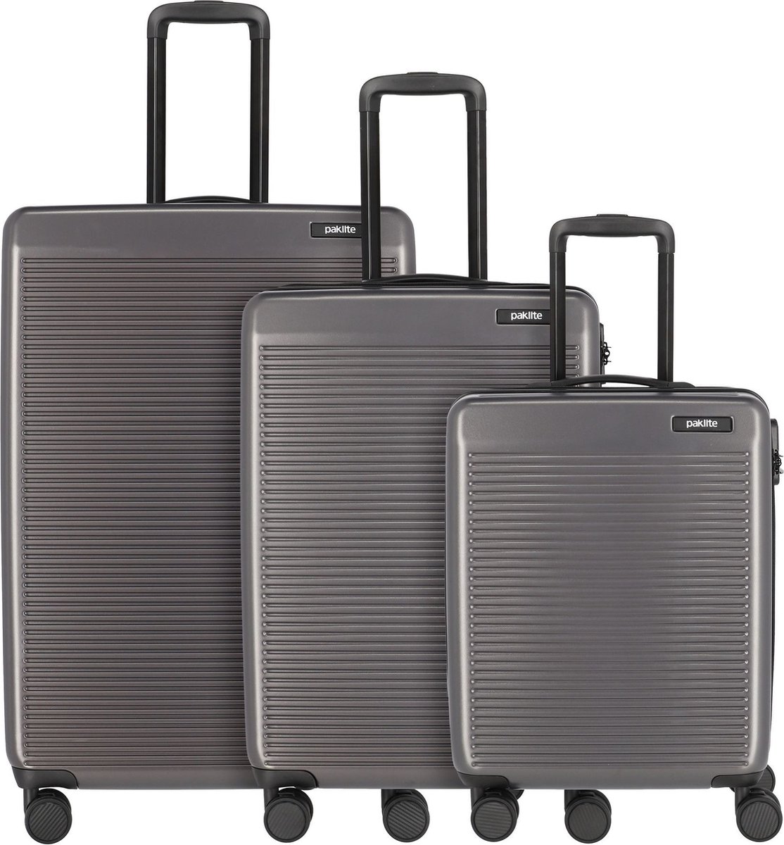 Paklite Sienna 4 wielen Kofferset 3-delig - Harde bagage - TSA slot - anthrazit