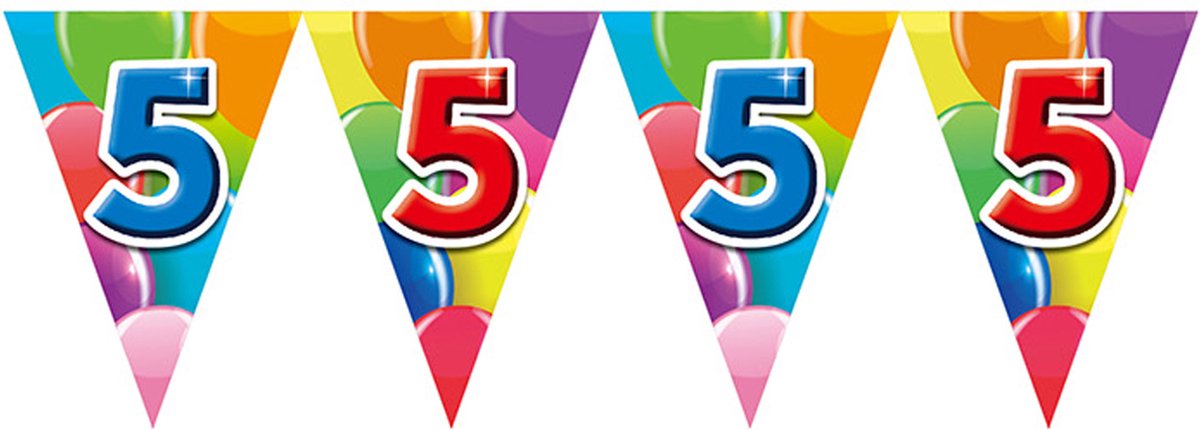 3x Vlaggenlijn 5 jaar 10 meter - Verjaardag Feestje Vlag Vlaggen Versiering Slinger Feestdecoratie Decoratie