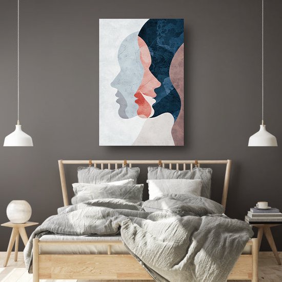 Peinture sur verre Visages - Peintures sur verre Personnes - Tableau Silhouettes - Décoration murale moderne - Verre acrylique - Accessoires de bureau verre acrylique 60x90 cm