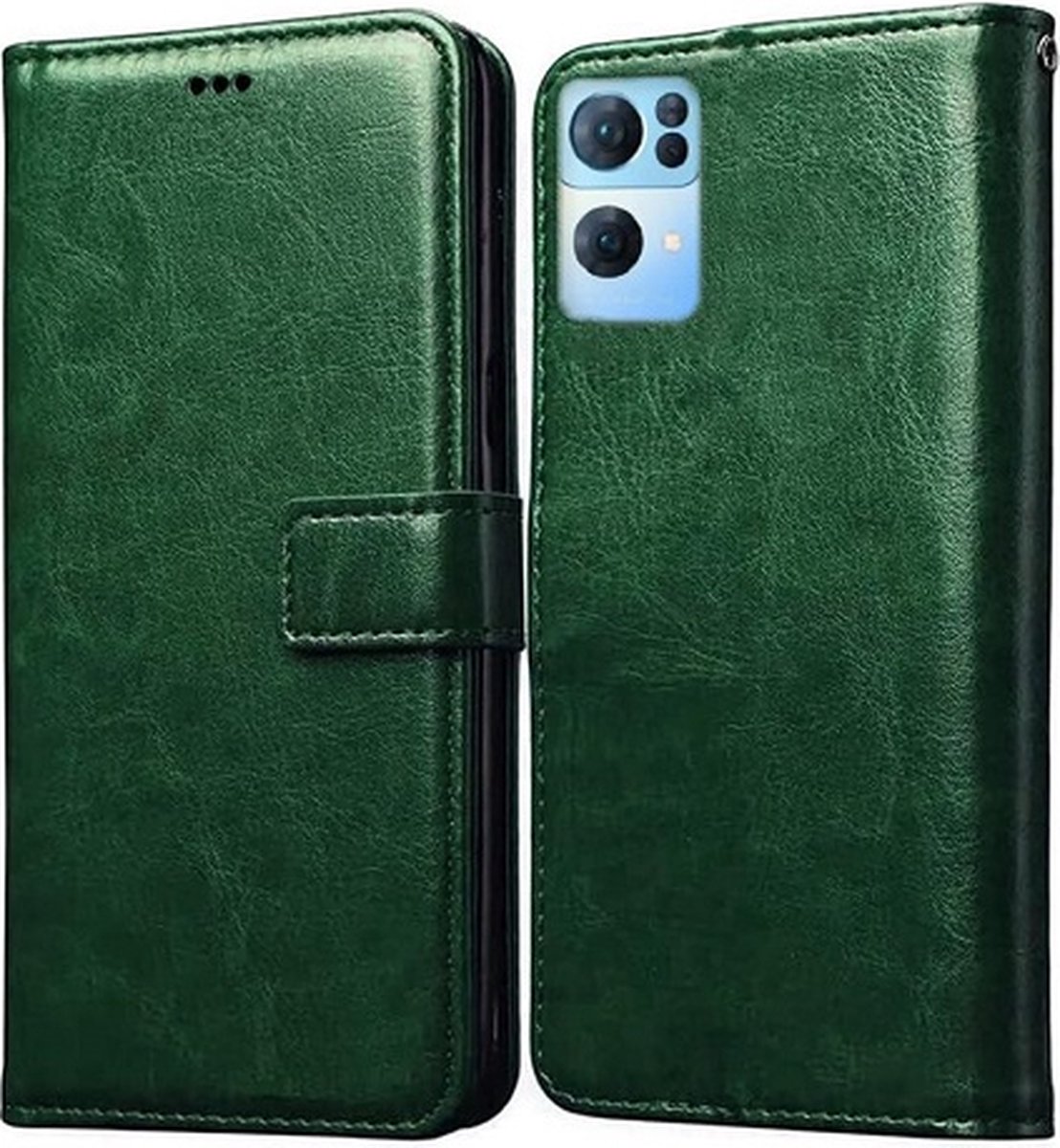 OPPO Reno 7 Hoesje Met Pasjeshouder Bookcase Groen