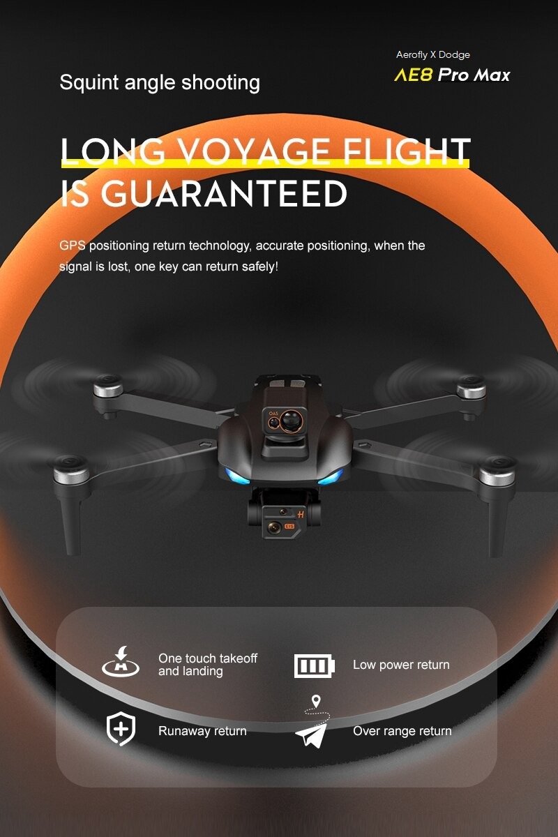 LUXWALLET Aerofly Pro Dodge - 30km/h - GPS Drone + OAS (Obstakels Vermijden) - 1200 Meter - 1-As Camera - EIS Stabilisator + 2 ACCU + IOS/Android App thumbnail 3