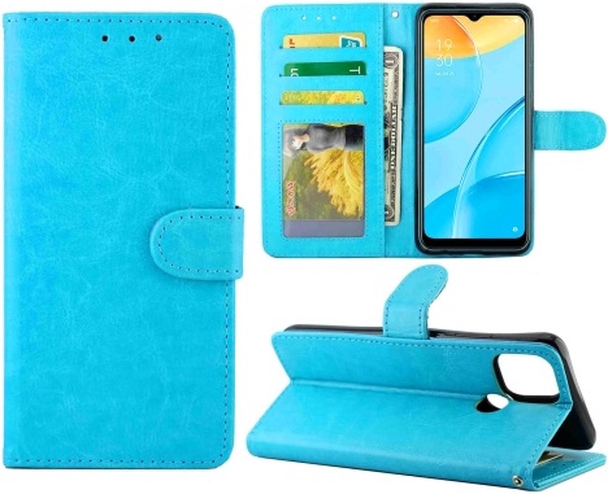 OPPO A15 Hoesje Met Pasjeshouder Bookcase Turquoise