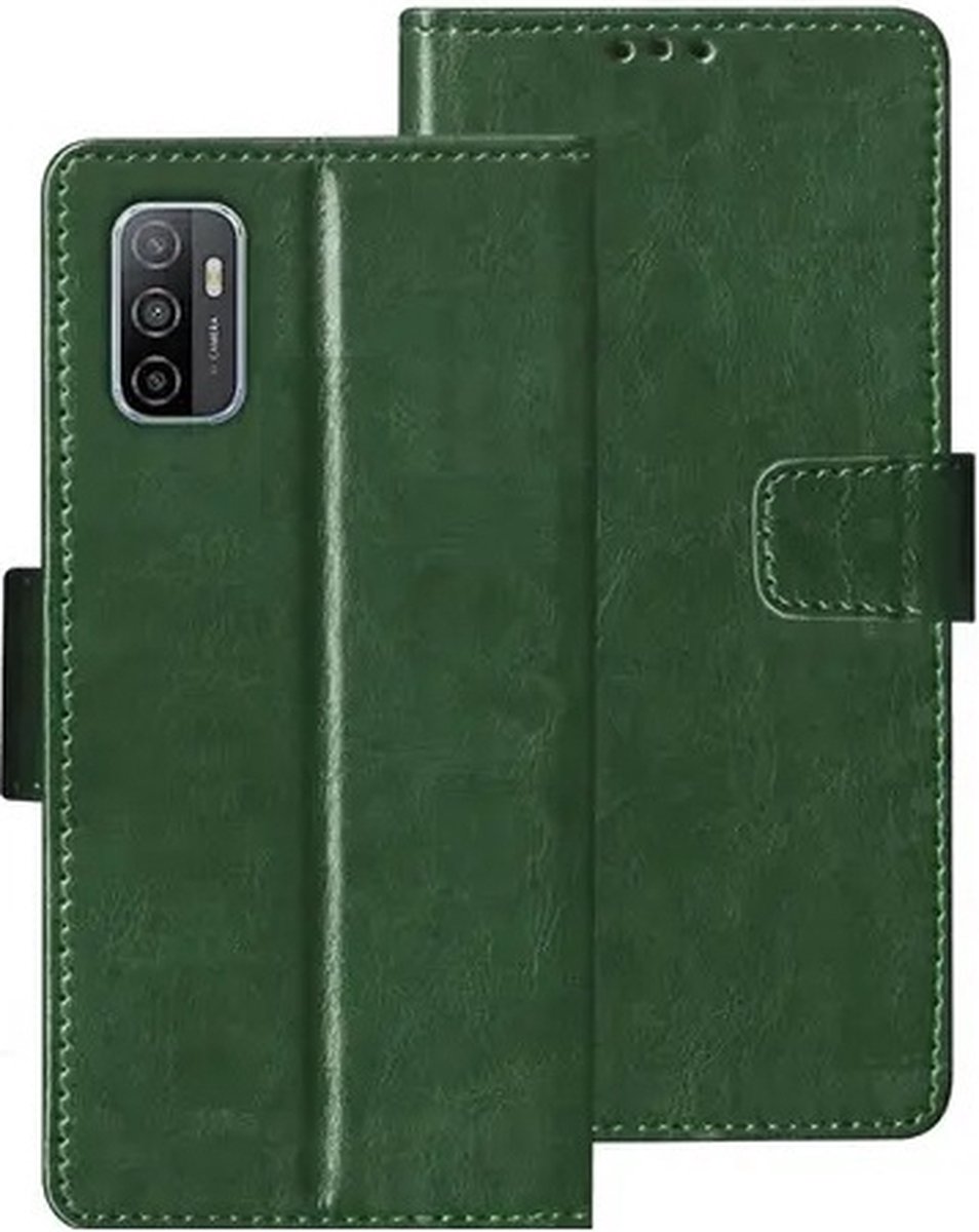 OPPO A53s Hoesje Met Pasjeshouder Bookcase Groen
