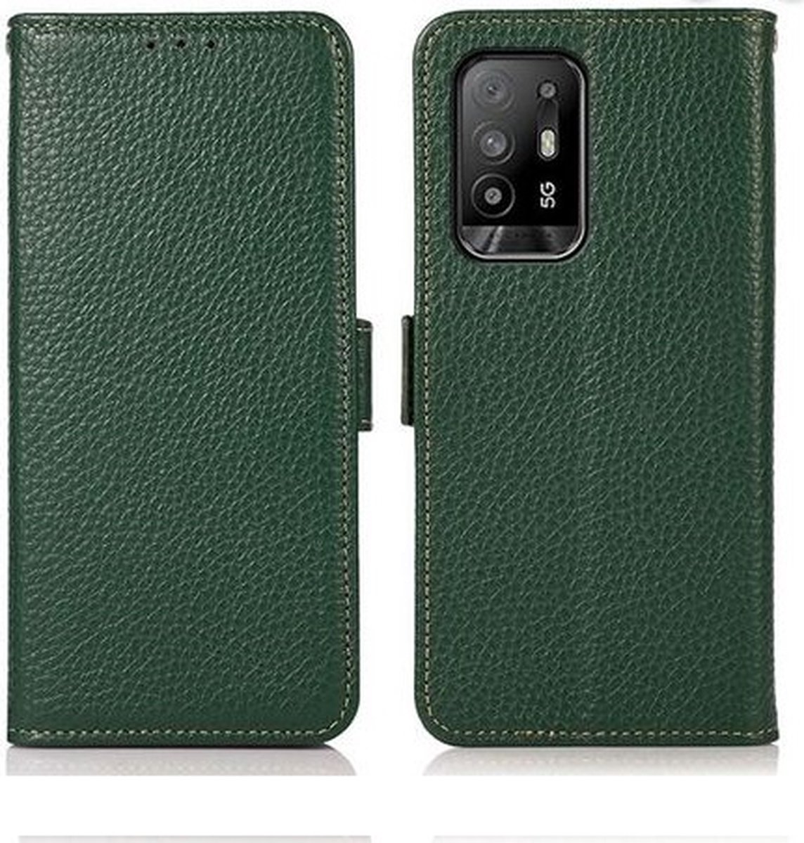OPPO A94 4G Hoesje Met Pasjeshouder Bookcase Groen