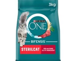 3x Purina ONE Sterilcat - Kattenvoer - Rund & Tarwe - 3kg