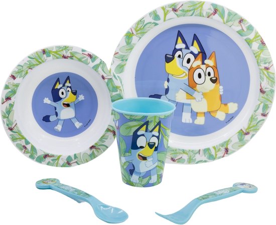 Bluey - Ontbijtset - Dinerset - Lunchset - Bord - Kom - Beker & Bestek (5-delig)