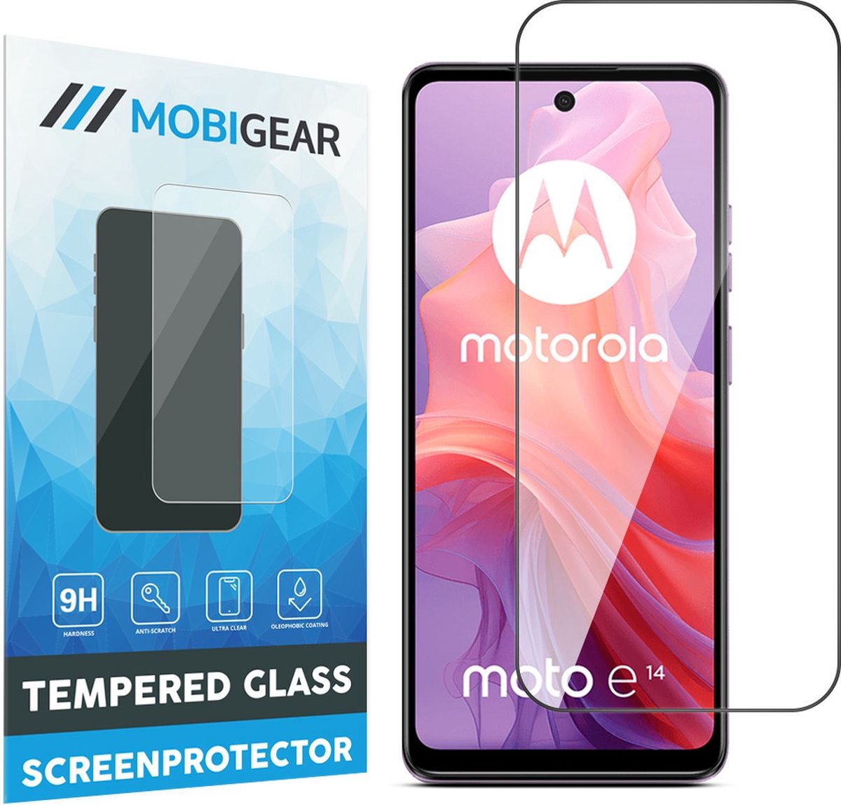 Mobigear Screenprotector geschikt voor Motorola Moto E14 Glazen | Mobigear Premium Screenprotector - Case Friendly - Zwart