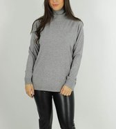 Dames col trui Roberta effen grijs melee fijngebreid maat L/XL koltrui coltrui