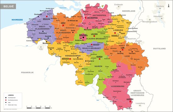 Poster - Landkaart België - 60 x 90 cm - cover