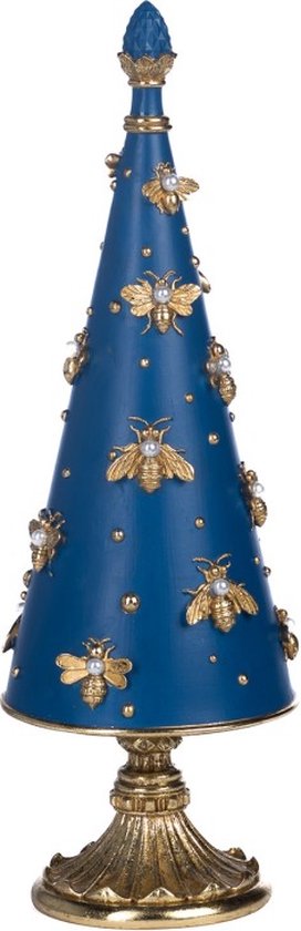 Goodwill Sapin de Noël Abeilles Bleues de Delft Blauw Perle - Or H 41 cm