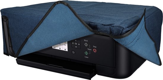 Housse d'imprimante kwmobile adaptée à la mallette Canon Pixma TS5150 / 5151 / MG 2555 - Housse en lin - Housse anti-poussière pour imprimante en bleu-gris