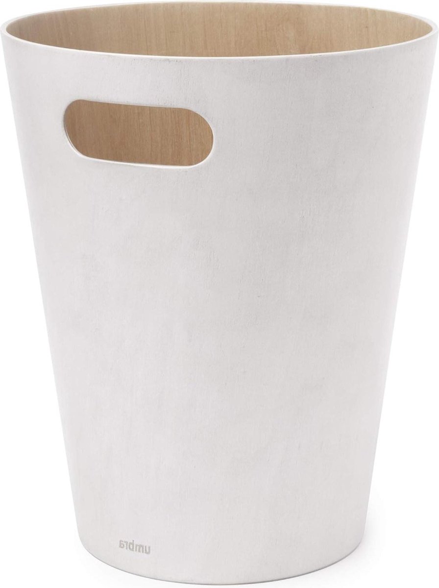 Goedkoopste Prullenbak 75 liter Beukenhout Wit-naturel met pedaalöffner