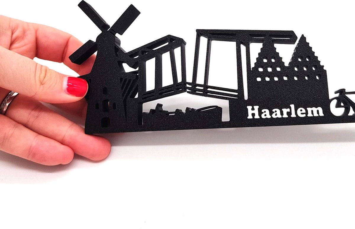 Elegante souvenir van de skyline van Haarlem - Perfecte decoratie voor thuis, op de plank en op het bureau uit Nederland - silhouet van de stad - verzamelobject - panoramische skyline