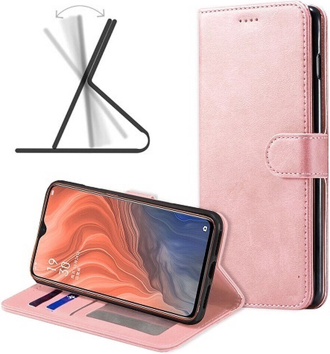 Oppo Reno 8 Lite Hoesje Met Pasjeshouder Bookcase Rose Goud