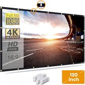 Vizual Projectiescherm - 120 inch (304cm) - 16:9 - Beamer scherm - Opvouwbaar projectiedoek - Uitrekbaar - Anti-kreuk