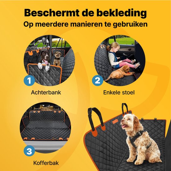 Jake and Jacky Hondendeken Auto Achterbank en Kofferbak - Autodeken Hond - Beschermhoes Auto - Hondenkleed - Incl. Hondenriem, Ophangriemen & Opbergtas